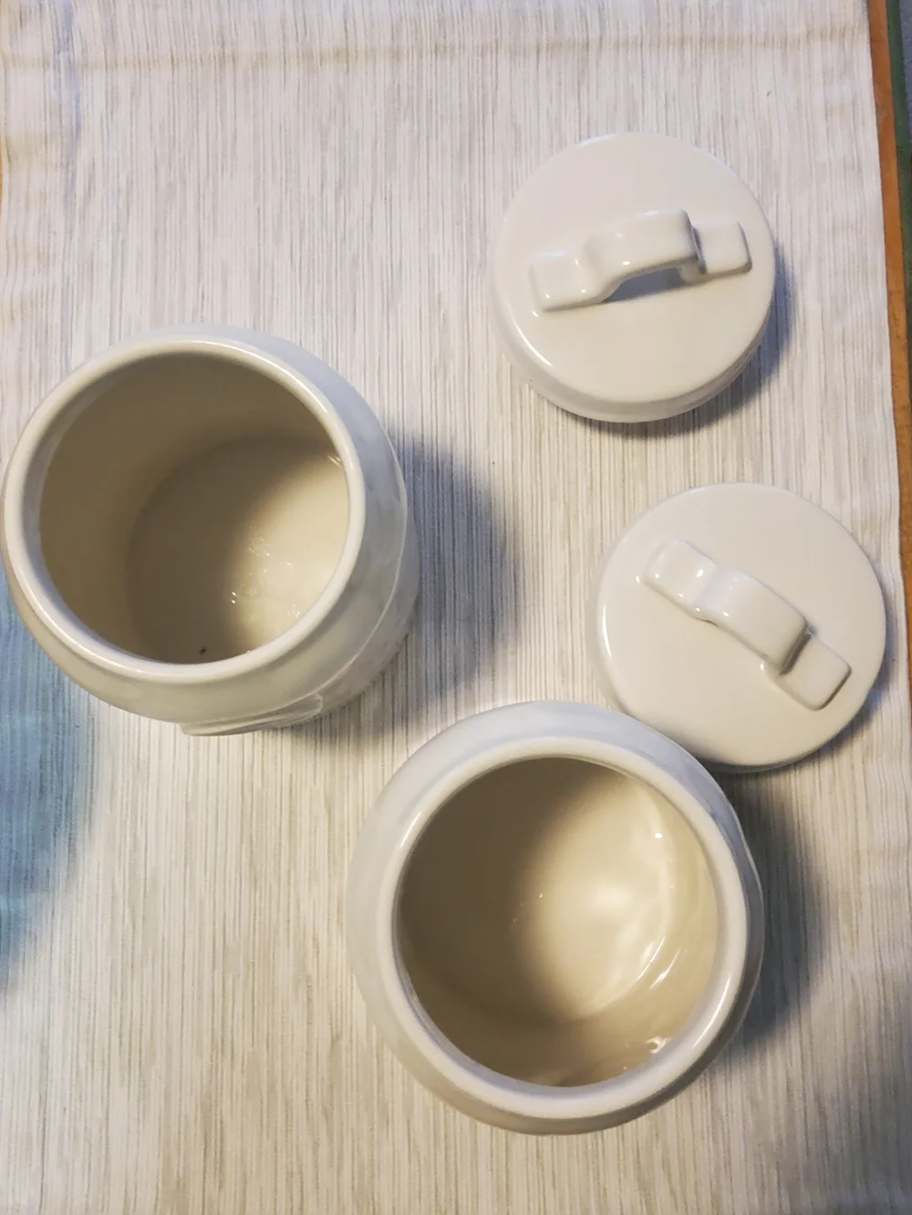 Rae Dunn White Ceramic Canisters with Turquoise Accent - Set of 2 